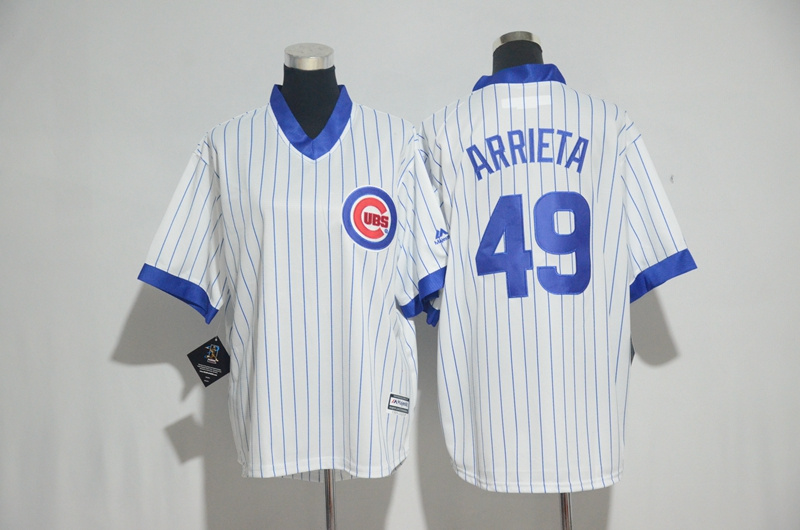 Youth 2017 MLB Chicago Cubs #49 Arrieta White stripe Jerseys